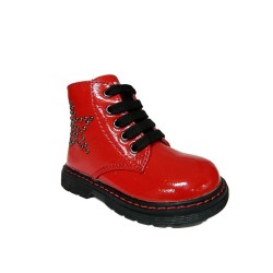 Asso 4752 Scarpe Bambina Stivaletti Primi Passi Con Zip Vernice Rosso 2