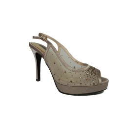 Queen Helena S2418 Scarpe Donna Sandali Gioiello Tacco Alto Champagne 2