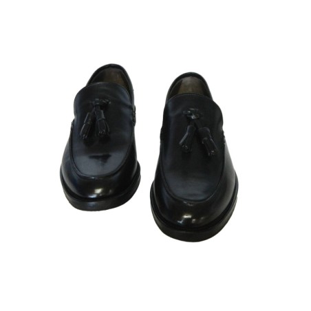 Akeis Made in Italy 313 Scarpe Uomo Mocassini Collage in Vera Pelle Nappine Nero