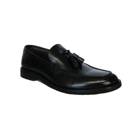 Akeis Made in Italy 313 Scarpe Uomo Mocassini Collage in Vera Pelle Nappine Nero