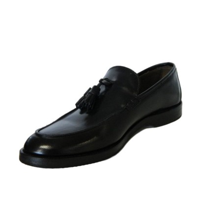 Akeis Made in Italy 313 Scarpe Uomo Mocassini Collage in Vera Pelle Nappine Nero