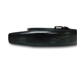 Made in Italy 035 Cintura Uomo 3,5 cm in Pelle Lucida Puntinata Nero 2