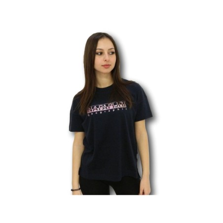 Napapijri NA4FAF Silea T-Shirt Donna Cotone Blu Notte Pink
