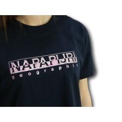 Napapijri NA4FAF Silea T-Shirt Donna Cotone Blu Notte Pink 2