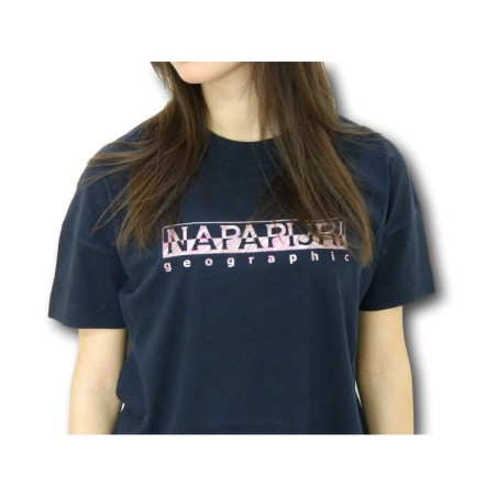 Napapijri NA4FAF Silea T-Shirt Donna Cotone Blu Notte Pink