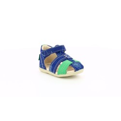 Kickers BIGBAZAR - 2 Sandali Bambino Primi Passi con Strappo in Vera Pelle Blu Verde 2