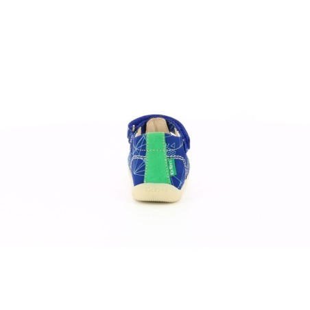 Kickers BIGBAZAR - 2 Sandali Bambino Primi Passi con Strappo in Vera Pelle Blu Verde