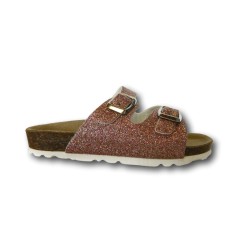 Evoca Bio Made in Italy EJ201A Ciabatta Bambina con Doppia Fascia Regolabile Rosa