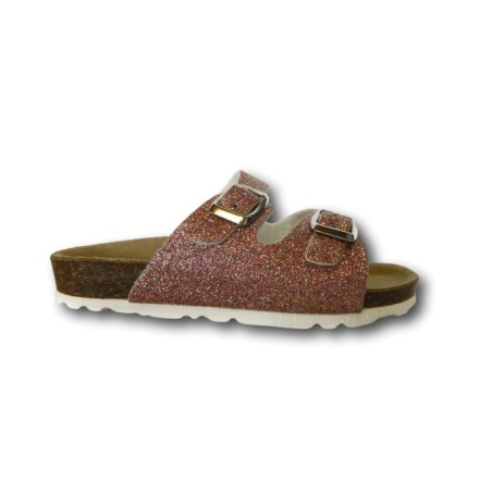 Evoca Bio Made in Italy EJ201A Ciabatta Bambina con Doppia Fascia Regolabile Rosa