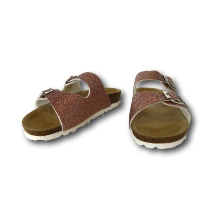 Evoca Bio Made in Italy EJ201A Ciabatta Bambina con Doppia Fascia Regolabile Rosa