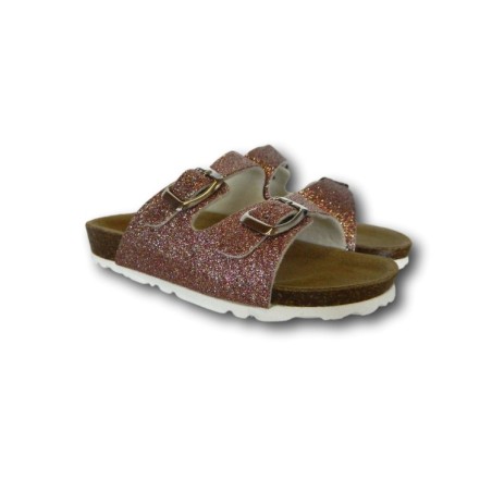 Evoca Bio Made in Italy EJ201A Ciabatta Bambina con Doppia Fascia Regolabile Rosa