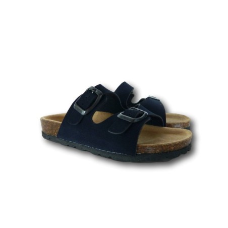 Evoca Bio Made in Italy EJ620A Ciabatte Bambino con Doppua Fascia Regolabile Blu