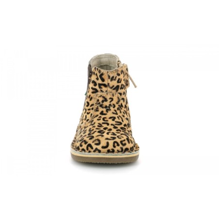 Kickers MAELIO Scarpe Bambina Stivaletti Primi Passi Beige Leopard