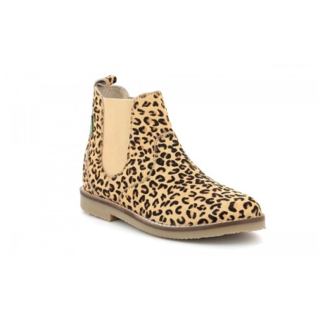 Kickers TYPIK Scarpe Bambina Stivaletti Beige Leopard