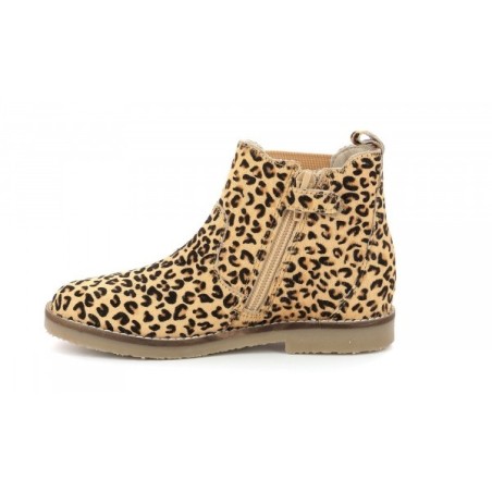 Kickers TYPIK Scarpe Bambina Stivaletti Beige Leopard