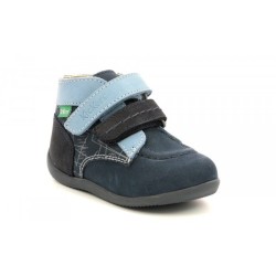 Kickers Bonkro-2 Scarpe Bambino Primi Passi in Vera Pelle Marine Bleu Graphic 2
