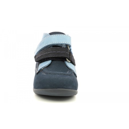 Kickers Bonkro-2 Scarpe Bambino Primi Passi in Vera Pelle Marine Bleu Graphic