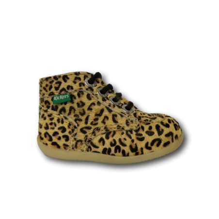 Kickers BONZIP-2 Scarpe Bambina Stringate con Zip Beige Leopard