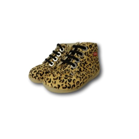 Kickers BONZIP-2 Scarpe Bambina Stringate con Zip Beige Leopard