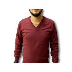 Ne Pas 11217 Made in Italy Pullover Uomo con Scollo a V Bordeaux 2