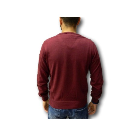 Ne Pas 11217 Made in Italy Pullover Uomo con Scollo a V Bordeaux