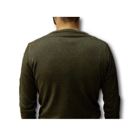 Ne Pas 11201F Pullover Uomo con Scollo a V Prodotto Italiano Verde Militare