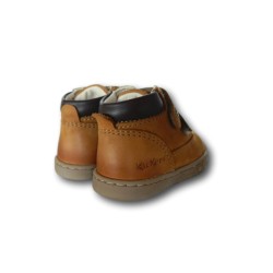 Kickers TackEasy Scarpe Primi Passi Doppi Strappi Vera Pelle Camel 2