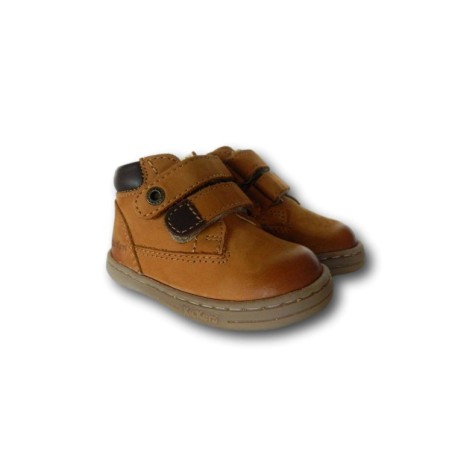 Kickers TackEasy Scarpe Primi Passi Doppi Strappi Vera Pelle Camel