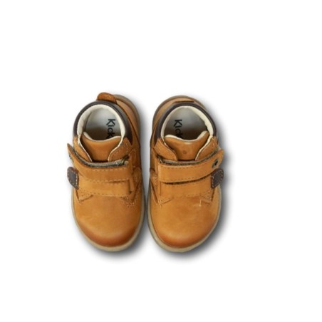 Kickers TackEasy Scarpe Primi Passi Doppi Strappi Vera Pelle Camel