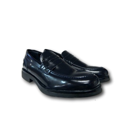 V ITALIA Made in Italy COLVEN Scarpe Uomo Mocassini Collage Abrasivato Blu