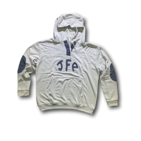 Just For Poor ROSBERG C LACOSTE Felpa Unisex in Cotone con Cappuccio Bianco Jeans