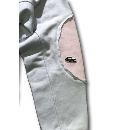 Just For Poor ROSBERG C LACOSTE Felpa Unisex in Cotone con Cappuccio Bianco Rosa