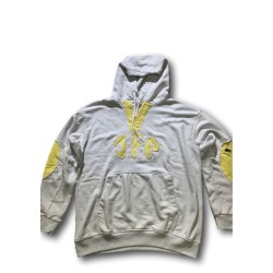 Just For Poor ROSBERG C LACOSTE Felpa Unisex in Cotone con Cappuccio Bianco Giallo