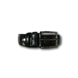 Made in Italy 035 Cintura Uomo 3,5 cm in Pelle Abrasivato Nero 2
