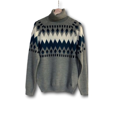Urban Ring UR10072 Maglione Uomo Dolcevita Jacquared Grigio