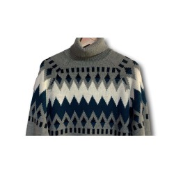 Urban Ring UR10072 Maglione Uomo Dolcevita Jacquared Grigio 2