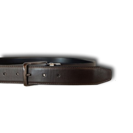 Antonio De Patrizi Cintura Uomo Artigianale in Pelle di Vitello Double Face Nero Marrone