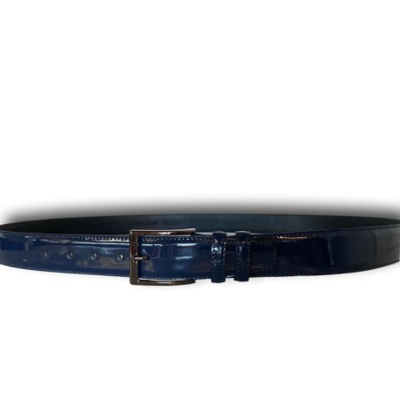 Made in Italy 035 Cintura Uomo 3,5 cm in Vernice Blu 