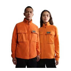 Napapijri NA4GVW T-Step FZ Felpa Unisex In Pile Con Zip Arancione  2