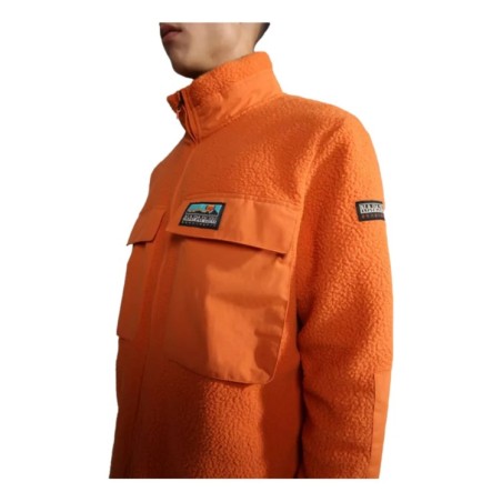 Napapijri NA4GVW T-Step FZ Felpa Unisex In Pile Con Zip Arancione 