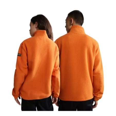 Napapijri NA4GVW T-Step FZ Felpa Unisex In Pile Con Zip Arancione 