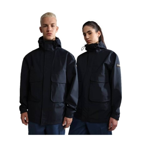 Napapijri NA4GLS A-Firewood Giacca Unisex Con Cappuccio Nero  