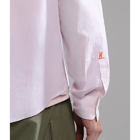 Napapijri NP0A4H1E62S1 G-GRAIE 1 Camicia Manica Lunga a Righe Rosa