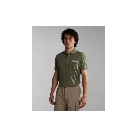 Napapijri NA4H9W E-Ayas SS Polo Uomo Maniche Corte in Cotone Verde Militare  