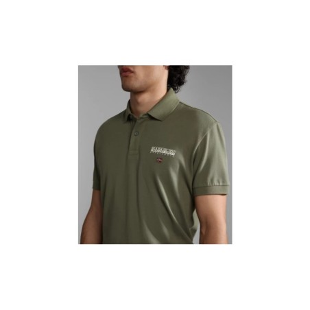 Napapijri NA4H9W E-Ayas SS Polo Uomo Maniche Corte in Cotone Verde Militare  