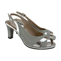 MM Comfort 7060 Sandali Donna Cerimonia Tacco Medio Argento  2