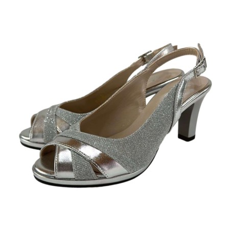 MM Comfort 7060 Sandali Donna Cerimonia Tacco Medio Argento 