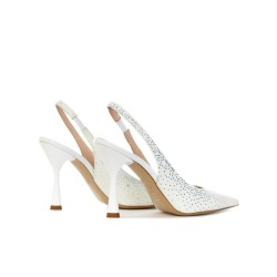 Tiffi G53 90G Decollete Slingback Gioiello Tacco Alto 10 cm Gilda Bianco 2