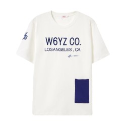 W6YZ Just Say Wizz Los Angeles T-Shirt Maniche Corte Bianca  