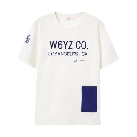 W6YZ Just Say Wizz Los Angeles T-Shirt Maniche Corte Bianca  